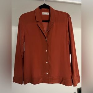 Everlane silk blouse in burnt sienna